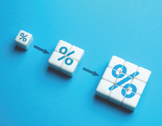 Percent symbol over financial chart — contabilidad y nómina